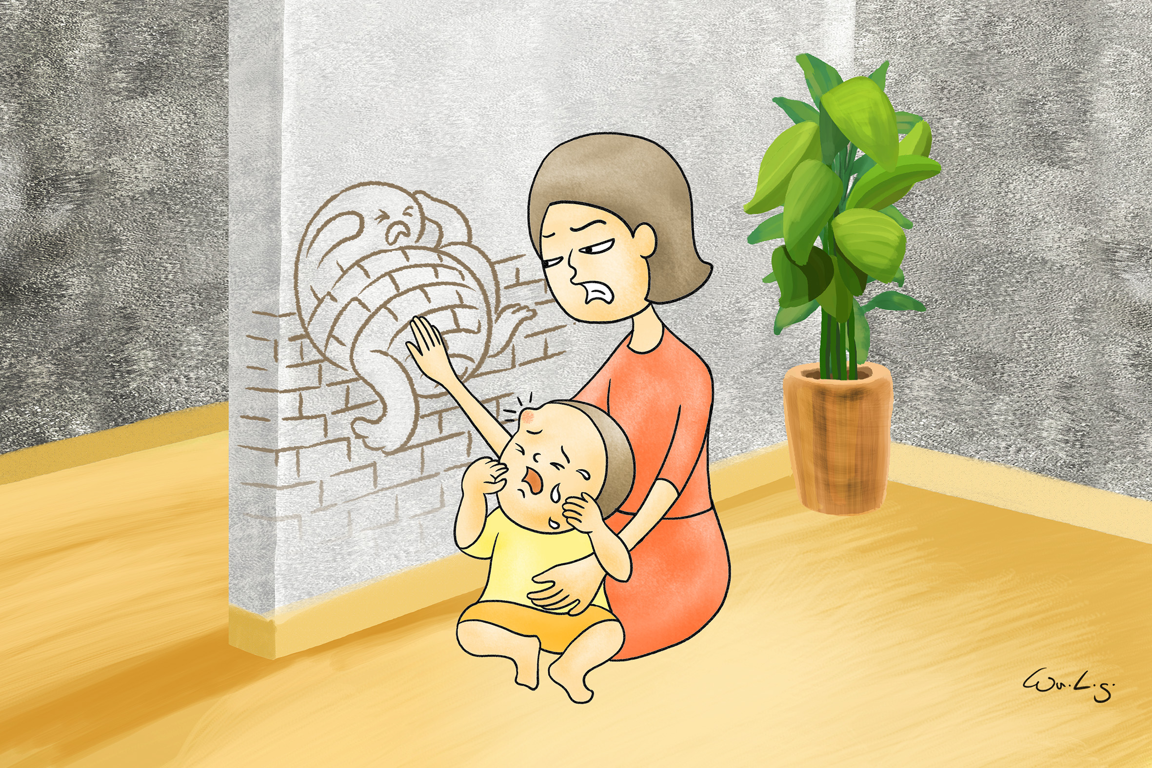 頁面 111 圖片 1 - 媽媽責怪牆壁