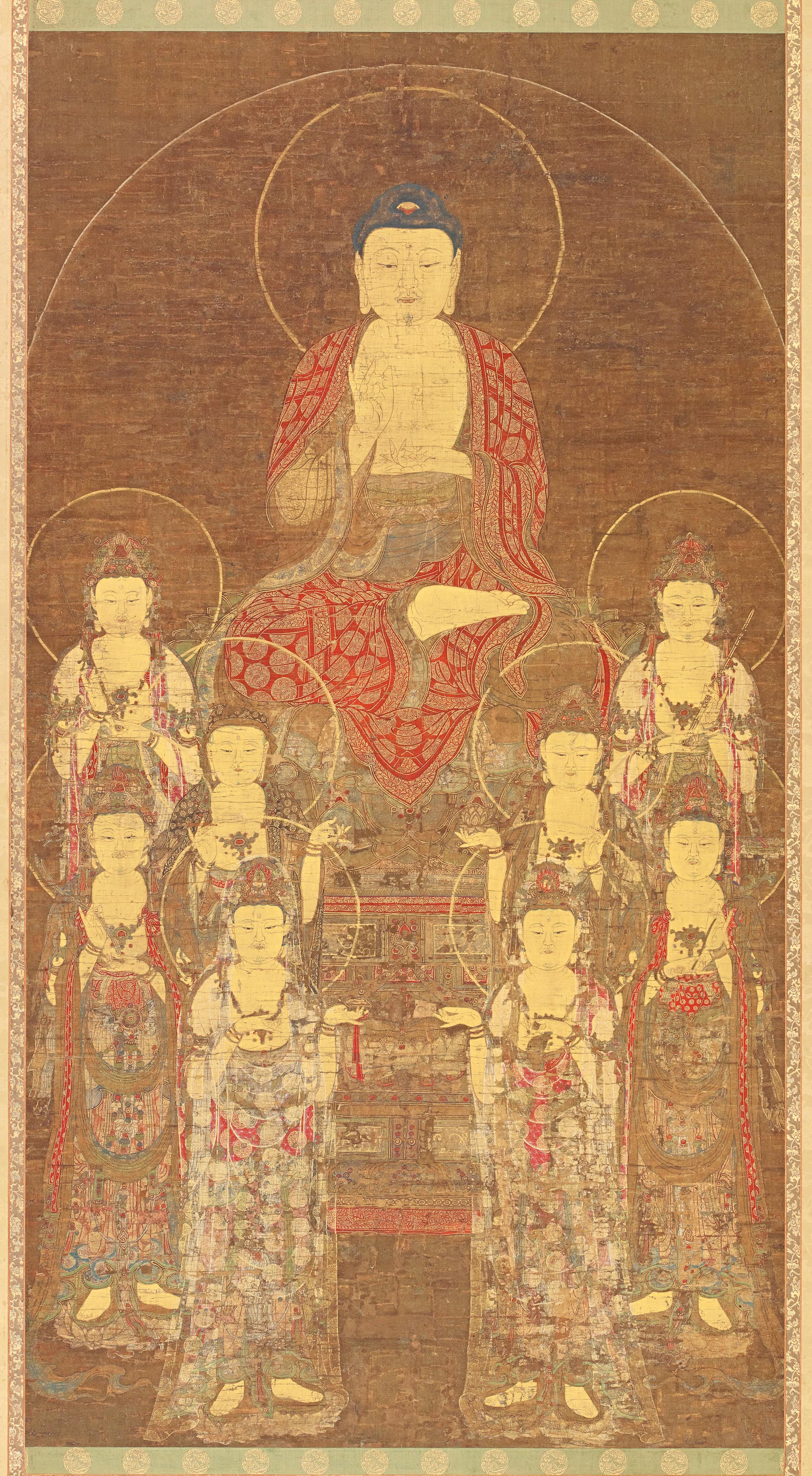 阿彌陀佛與八大菩薩　14世紀中後期　韓國　弗利爾美術館藏