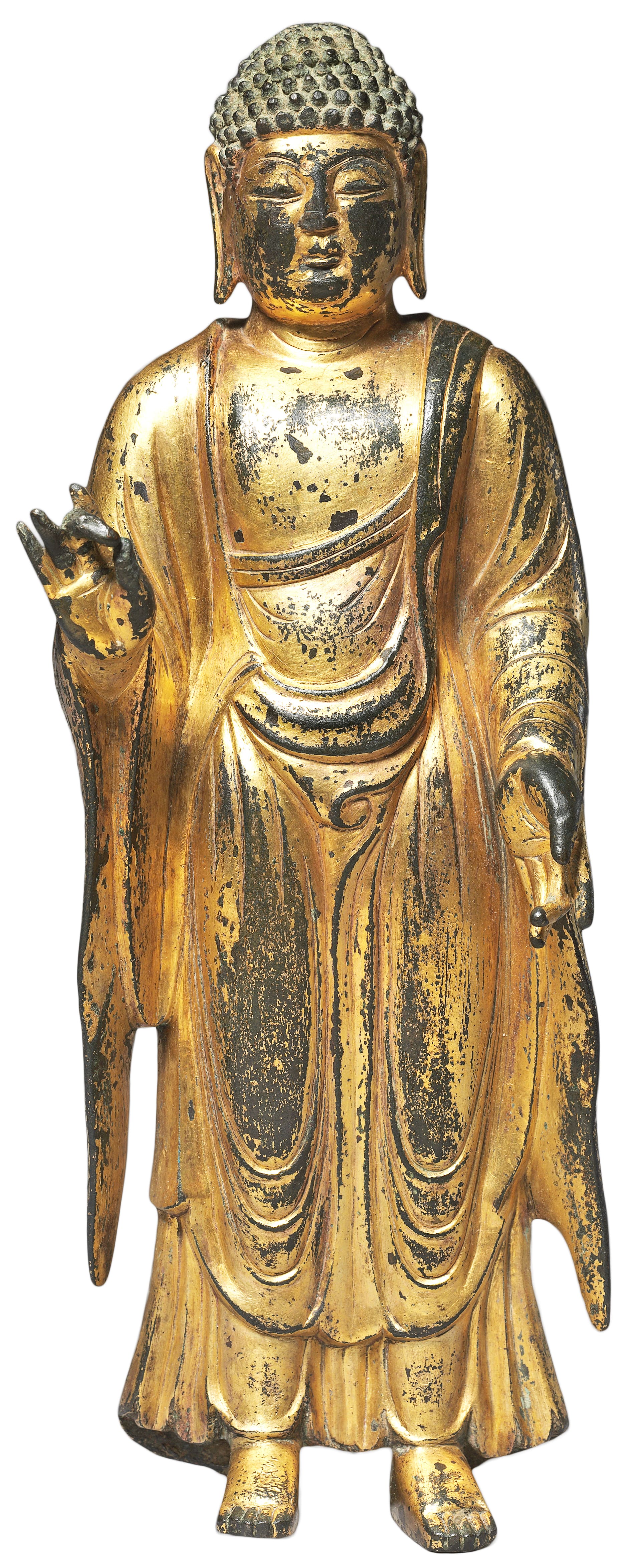 阿彌陀佛　韓國統一新羅時代（676－935）　銅鎏金　高28.5公分　韓國國立中央博物館藏