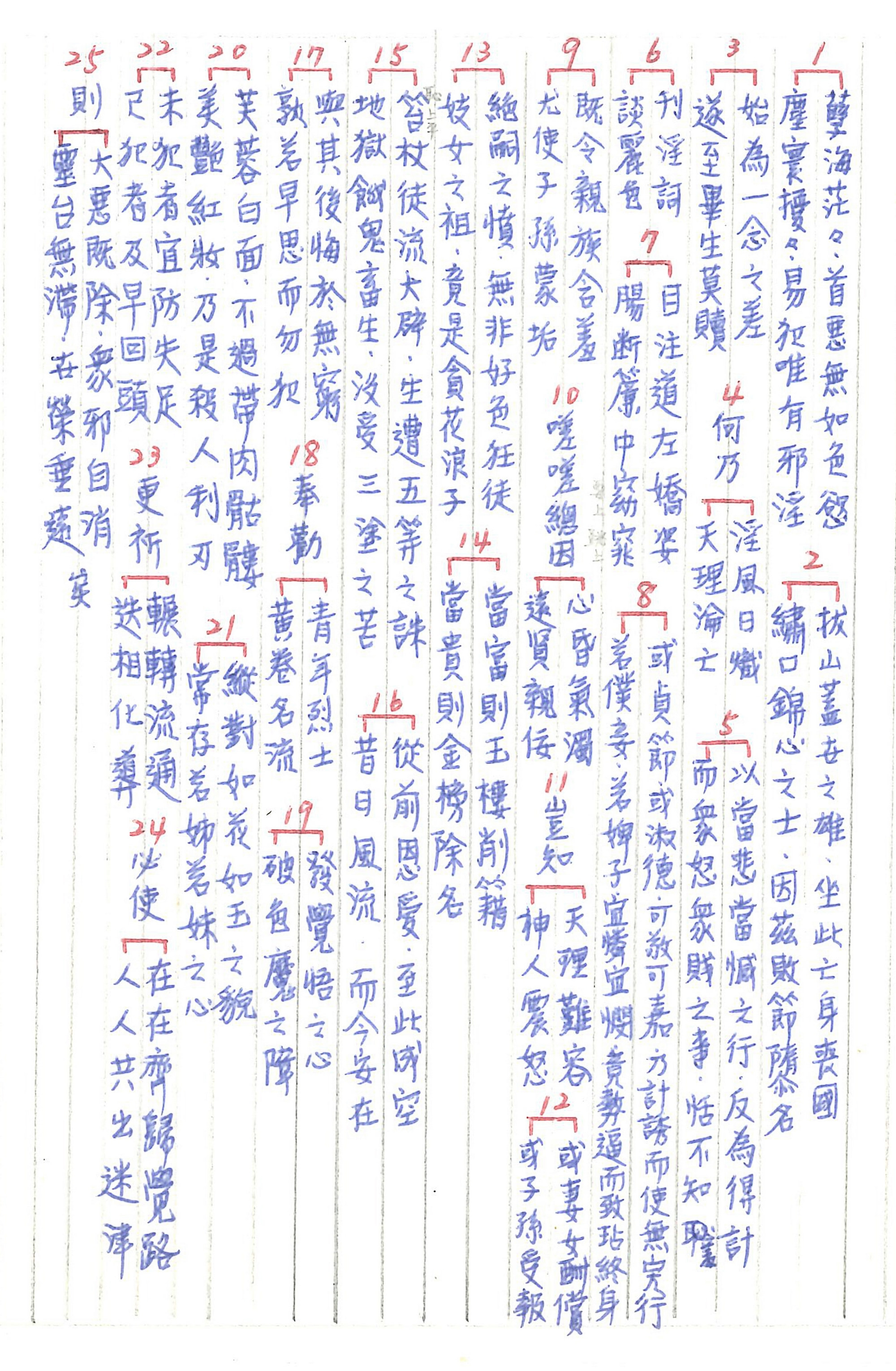 孚佑帝君戒淫文手書原稿