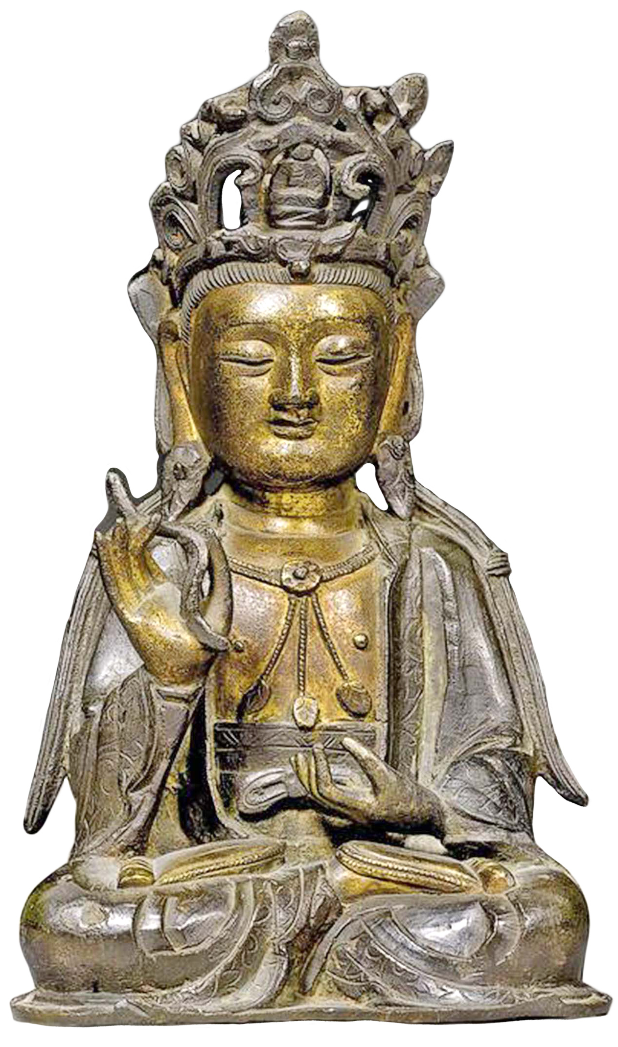 銅鎏金觀音坐像 明末